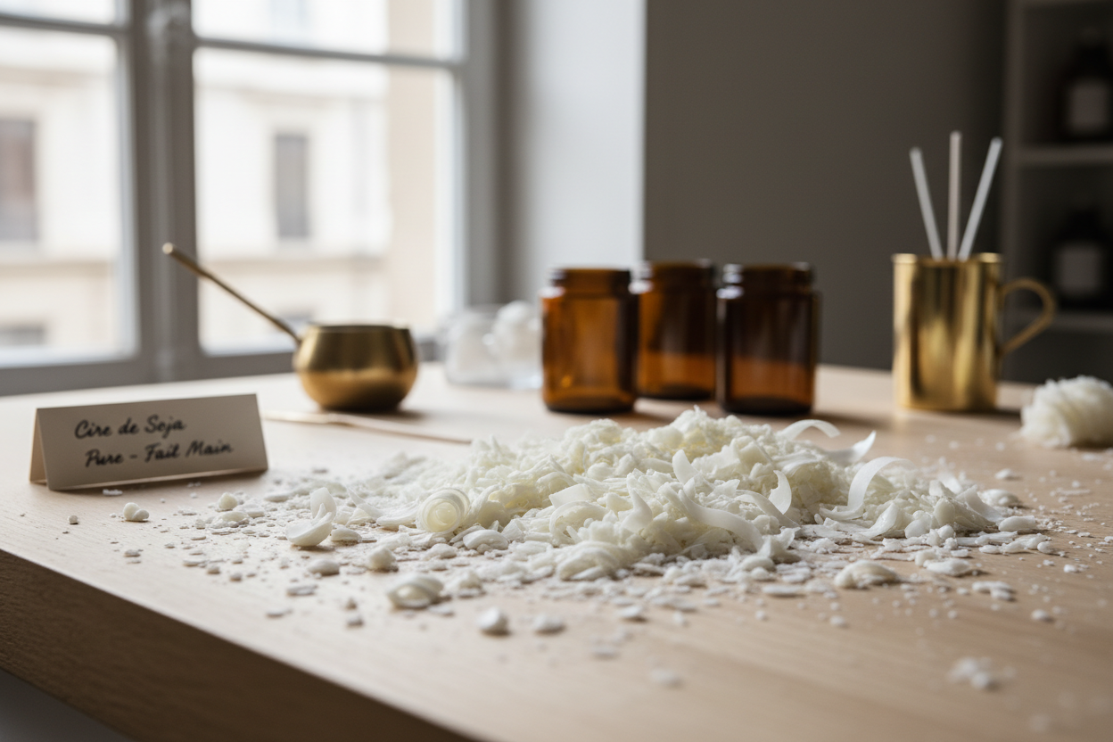 copaux de cire de soja dans atelier